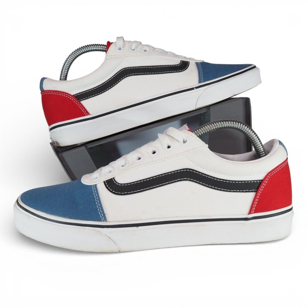 Vans Ward Colorblock Skate Shoes Men's 9 White / Red‎ / Blue / Black